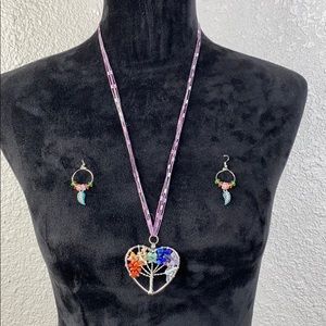 Handmade Tree of life necklace and earring set.